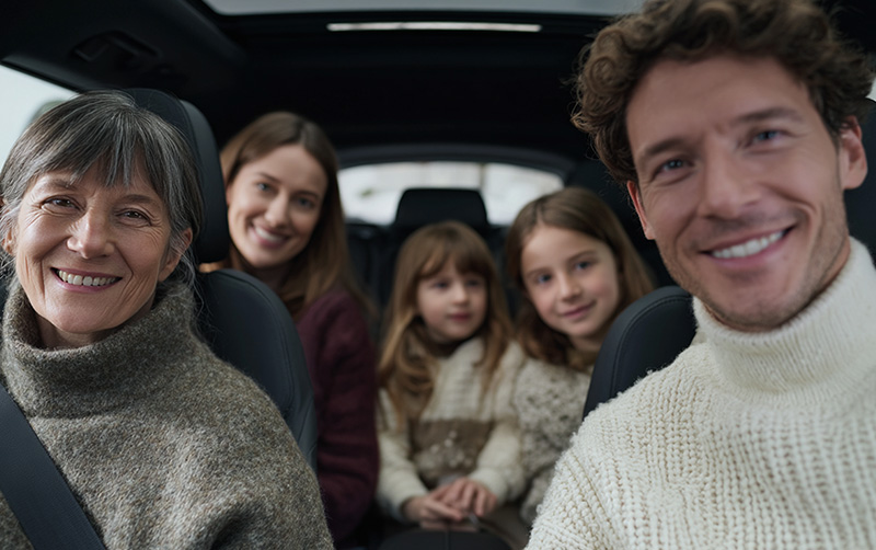 Gezin met auto